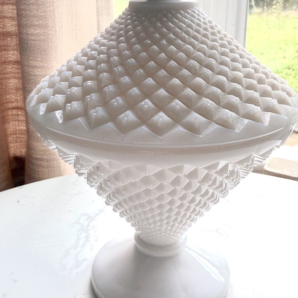 Vintage White Textured Glass Jar - Picture 2 of 5